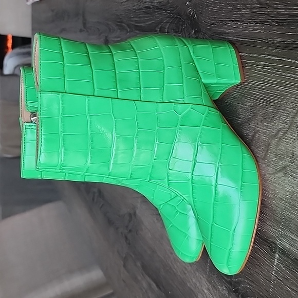 NEW! Schutz Leather Croco Ankle Boots - Lupe Kelly Green 5.5 - Picture 4 of 10